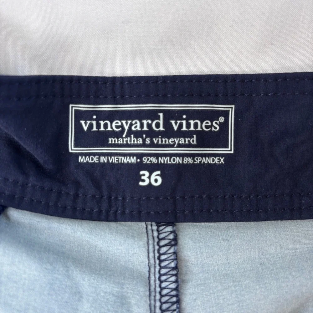 Vineyard Vines Striped Color Block Board Shorts‎ Swim Trunks Navy Blue Red 36